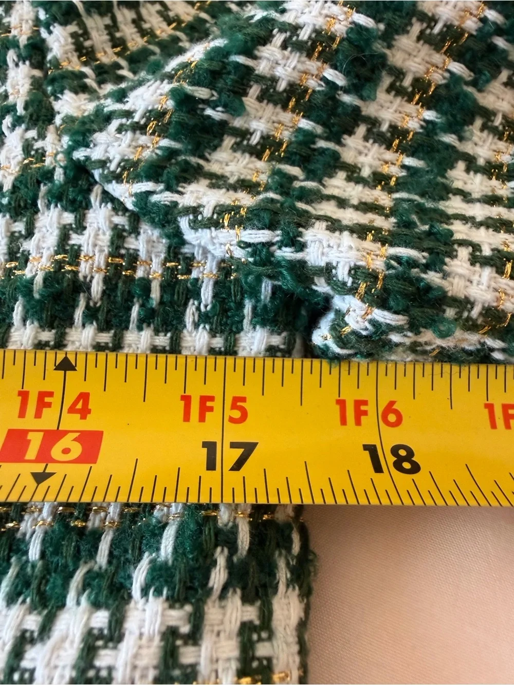 Ivy City Co Houndstooth Tweed Green and White Button Up Blazer Jacket for Girls